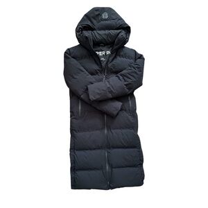 Aritzia Long Black Hooded Puffer Coat SIZE XXXS 3XS